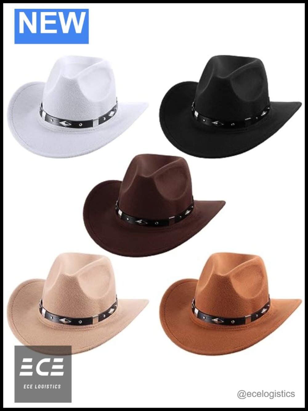Western Felt Cowboy Hats for Women 5 Pack Wide Brim Costume Accessory